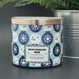 BBW Fresh Sparkling Snow Bath & Body Works 3 Wick Candle